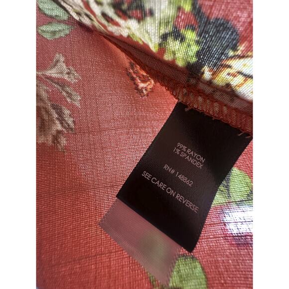 NWT Torrid Rayon Slub Mock Neck Flutter Sleeve Top Floral Orange Plus Size 2 2X - Picture 8 of 12